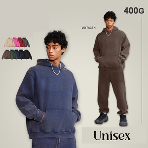 400G High Quality Men's Hoodie Vintage Washed Distressed <b>Sweatshirt</b> Custom Logo American Size Oversize Unisex Set Manufacturers - Product Image 4