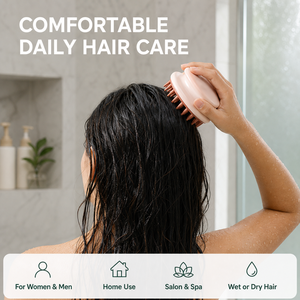 Brosse de massage du cuir chevelu personnalisée avec logo, poils souples en TPR, peigne de lavage des <span class=keywords><strong>cheveux</strong></span>, exfoliant humide et sec, portable, fournisseur OEM en gros - Product Image 4