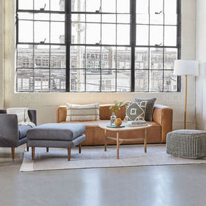 Sofá seccional moderno de cuero marrón claro para sala de estar, moderno sofá en forma de <span class=keywords><strong>L</strong></span> - Product Image 4