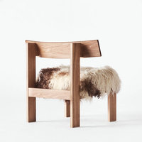 Fauteuil lounge en bois massif pour hall d'hôtel nordique, mobilier d'intérieur, salon, petit fauteuil d'appoint en peau de mouton de Mongolie pour chambre à coucher