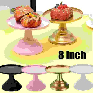Rak kue bulat 8 inci, besi tempa sangat indah rak kue dasar makanan penutup berdiri tampilan kue bulat pemegang Cupcake ulang tahun pernikahan - Product Image 2