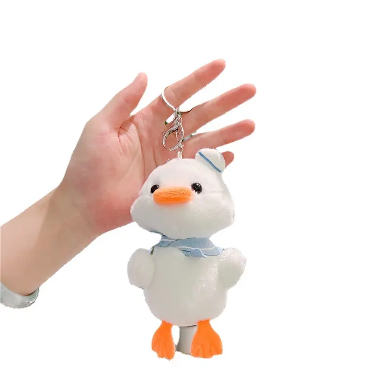 Mini poupée en peluche de canard mignon avec tenue, cadeau pour enfants, jouet en peluche de canard habillé, cou tordu, porte-clés en peluche