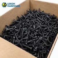 LEKON Juego de tornillos para muebles al por mayor, kit de tornillos surtidos negros autorroscantes y de perforación, caja de tornillos para madera y aglomerado