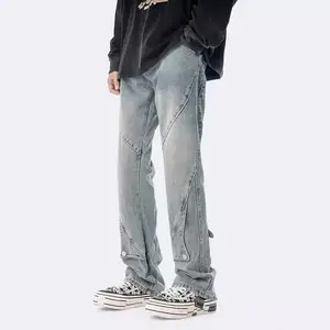 Macacão de perna reta para homens High Street Jeans com design exclusivo