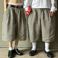 Shorts amples à carreaux surdimensionnés de haute qualité personnalisés, décontractés, vintage, à carreaux unis, streetwear, sport, été, shorts amples pour hommes