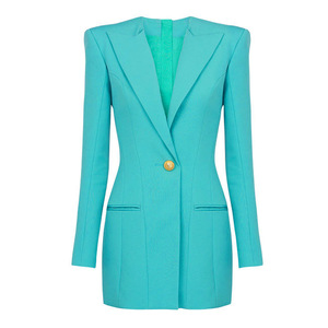 Vestido Blazer <span class=keywords><strong>Turquesa</strong></span> para <span class=keywords><strong>Mujer</strong></span> - Vestidos Mini Formales Entallados con un Solo Botón, Moda Sehe - Product Image 5