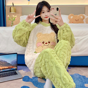 Mùa Đông Bộ Đồ Ngủ Cho Cô Gái Tuổi Teen Mùa Đông Flannel Dễ Thương Phim Hoạt Hình patten Pijama Peludito Pijama Feminino Pijamas De Mujer - Product Image 4