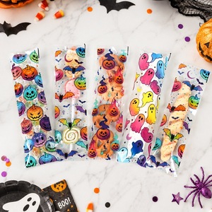 Sacs à friandises transparents irisés pour Halloween, motif chauve-souris, longs emballages en plastique pour <span class=keywords><strong>bonbons</strong></span>, sucettes et biscuits, pour les cadeaux de fête d'Halloween pour enfants - Product Image 3