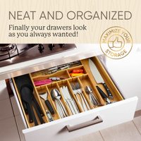 Vente en gros bambou extensible 14 à 21.6 pouces ustensiles armoire de rangement pour couverts de cuisine couverts argenterie tiroirs organisateurs