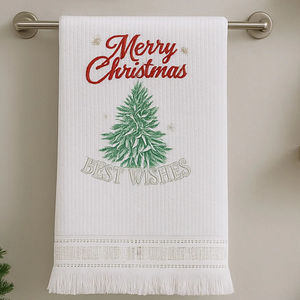 Toalla de Lino para Invitados con Feliz Navidad y Mejores Deseos, Toalla de Mano Festiva, Toalla Absorbente de Lino y Algodón para Decoración de Cocina y Baño - Product Image 1