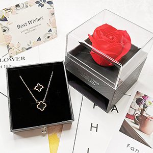 2024 nouveau acrylique Rose boîte-cadeau préservé éternel Rose collier bijoux présentoir pour les propositions de mariage de la Saint-Valentin - Product Image 4