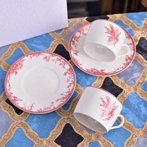 New British Minimalist <b>Lily</b> of the Valley Patterned Porcelain <b>Cups</b> and Plates for Afternoon Tea - Product Image 2