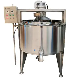 Industrial 500 to 1000 liters cheese whey cutting mixing cheese cooking vat cheese press for process heating milk with wheels