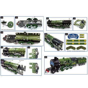 ฮันเย่ ชุดของเล่นรถไฟประกอบเอง 340 ชิ้น ของเล่นฝึกทักษะการเคลื่อนไหวอย่างละเอียด ของเล่นประกอบแบบ DIY ชุดประกอบสกรู บล็อกโลหะสำหรับเด็ก - Product Image 3