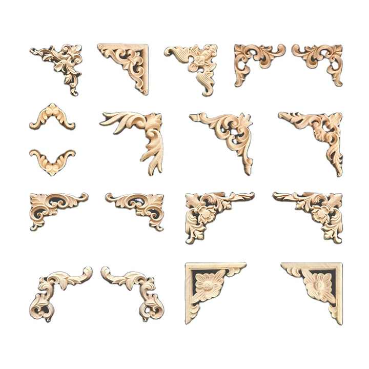 Wood Carved Corner Onlay Applique Frame Home Decor | Wood Carved