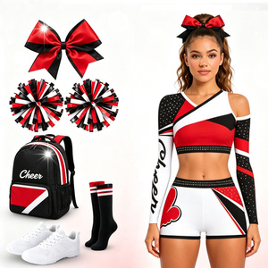SNG Girls Teenagers Cheerleading Practice Uniform Sets Sports Bra Skirt Shorts Spandex/Polyester Complete Kit