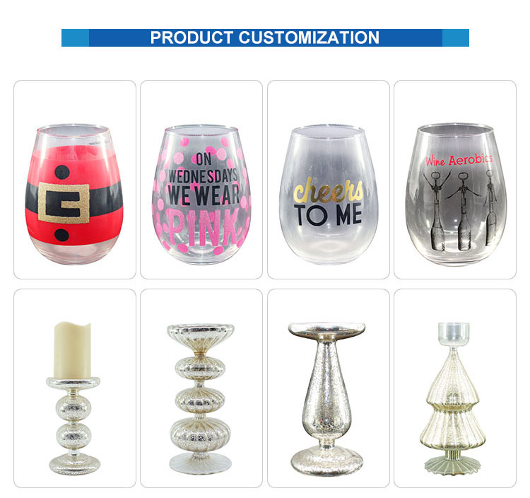 Hot Sale High Quality Cheap Factory wholesale candle holder decoration custom painted LOGO Christmas Glass candlestick