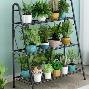 Floor-to-ceiling multi-layer flower pot rack stainless steel storage rack indoor potted plant shelf