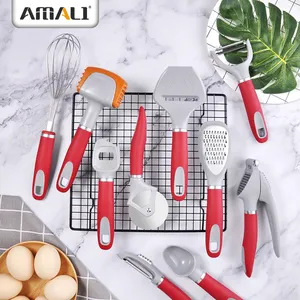 Utensílios de cozinha de cozinha, conjunto de pequenos acessórios de cozinha com alça antiderrapante, utensílios de cozinha, suporte de plástico