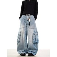 Jean Hakama pour homme, coupe ample, style samouraï, en denim, avec empiècements, style japonais, vente en gros