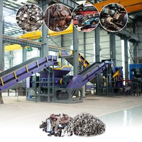 Ligne de recyclage de déchets industriels : vélos, coques de voitures, moteurs, pièces métalliques, broyeur de métaux, concasseur à marteaux