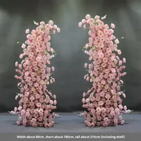 Arrangement floral en soie plastique pour mariage, arche en forme de corne, fleurs roses pour vitrine, bande de fleurs pour extérieur, rose artificielle