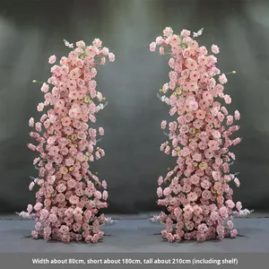 Composizione Floreale in Plastica e Seta per Matrimoni, Arco a Corno, Decorazione Floreale Rosa per Vetrine, Striscia di Fiori per Esterni, <span class=keywords><strong>Rose</strong></span> Artificiali - Product Image 6