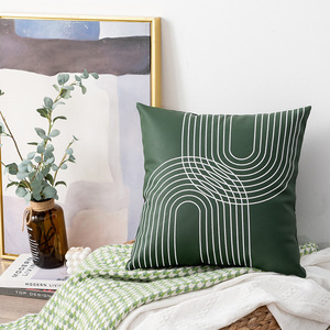 Funda De Almohada bordada de cuero PU de retazos Verdes Naturales nórdicos, funda de cojín de sofá antiguo para sofá, dormitorio, sala de estar - Product Image 6