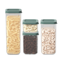 Pot de stockage en plastique transparent moderne en forme de rectangle techniques d'injection pour l'organisation des repas de céréales de cuisine matériau PP