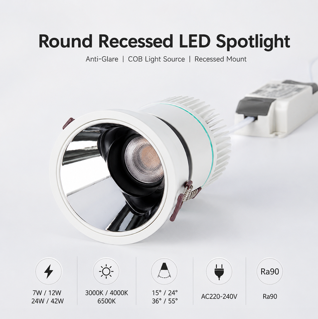 Premium Eaglerise Driver Tilting LED Aluminum Hotel Spotlight 7W 12W 24W 40W Ra90 Swivel Adjustable Ceiling Downlight