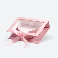 Boîte aux lettres personnalisée fleur cadeau rose boîte unique en forme de coeur boîte cadeau avec fenêtre transparente