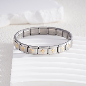 Bracelet élastique détachable italien à motif croisé en alliage de zinc, bijoux unisexe, cadeau IB002 - Product Image 4