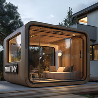 Maison préfabriquée élégante de type Apple Cabin, boutique modulaire intelligente, gîte en capsule avec de grands fenêtres du sol au plafond