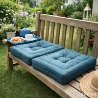 Coussin de chaise carré tufté épais de 10 cm, amovible avec fermeture éclair et attaches de fixation, pour extérieur, patio, rotin, jardin
