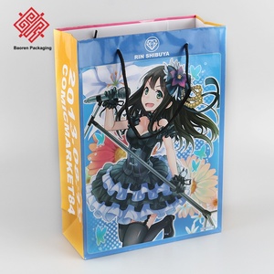 Custom Full Color Anime Character Print <b>Paper</b> Shopping Bags Black Braided Rope Handle Comic Exhibition Gift Tote Bags - Product Image 1