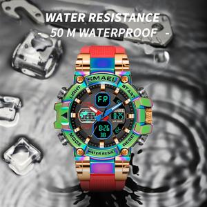 Montres de sport numériques colorées SMAEL pour hommes, montres-bracelets étanches, montres électroniques à double affichage pour hommes - Product Image 3