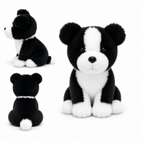 Peluche chien Border Collie mignon en fausse fourrure, fait main, rembourrage coton PP, 100% polyester, taille réglable 11-30cm, unisexe, anniversaire