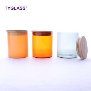 Custom color high borosilicate glass storage jar color glass food jar with lid
