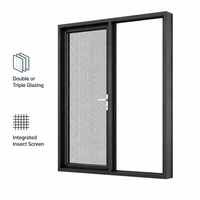 Porte de séparation en verre double vitrage pour balcon et chambre, équipée d'un moustiquaire intégré anti-insectes