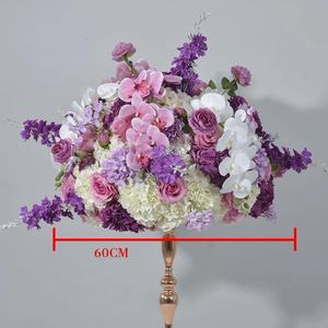 Wholesale 60cm Purple Pink Artificial <b>Flowers</b> Wedding Table Centerpiece <b>Flower</b> Ball Candlestick <b>Flower</b> Wreath Party Event Prop - Product Image 5
