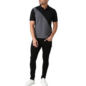 Última novedad: Polo de punto de algodón para hombre, de manga corta, con bloques de color, corte regular, diseño transpirable, informal, para venta en línea. - Product Image 1