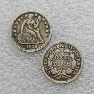 1842-1859 Koin 1 Dime Amerika Serikat "Seated Liberty Dime" Gaya Antik, Koin Peringatan, Hadiah, Dekorasi Rumah - Product Image 5