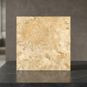 Glamour Beige Glazed Vitrified Porcelain Floor Tiles 600x600mm Polished Marble Look for Apartments - Product Image 2