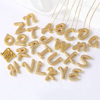 ASJEWELRY Collar con Colgante de Letra 3D de Latón Chapado en Oro de 18K, con Micro Pavé de Circonitas, Collar con Nombre Inicial, Venta al por Mayor 2608 Nkez14