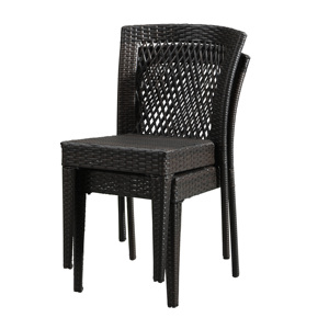 Outdoor Dining <b>Chairs</b> Set of 2, <b>Stackable</b> <b>Chairs</b> with UV-Resistant PE Rattan and Steel Frame - Product Image 3