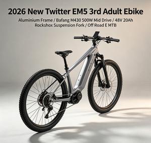 Nouveau VTT électrique Twitter EM5 2026 pour adultes, cadre en aluminium, moteur central Bafang M430 500W, batterie 48V 20Ah, fourche à suspension <span class=keywords><strong>Rockshox</strong></span>, tout-terrain - Product Image 1