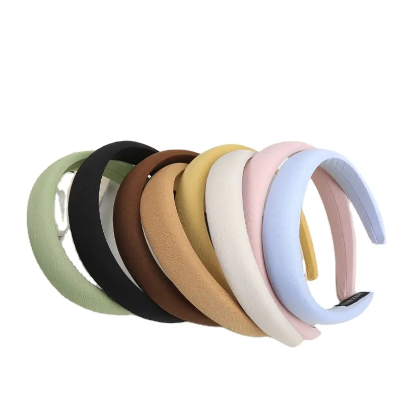 Wholesale Fashion Korean Style Rainbow-colored Solid Plain Fabric Headband For Girls