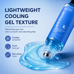 Sérum contour des yeux GHK-Cu à la caféine, Niacinamide, Acétyl Hexapeptide-8, Palmitoyl Tripeptide-5, soin de nuit en roll-on pour homme, raffermissant et illuminateur - Product Image 4