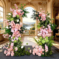 Arche de mariage MoKtong avec fleurs sauvages artificielles roses et vertes pour la décoration et la scène d'événements