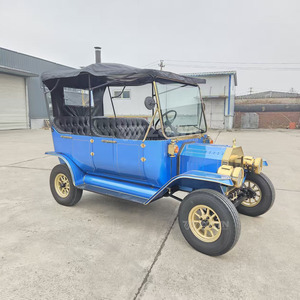 Vente en gros usine Voiture électrique rétro classique vintage bleue à 2 rangées pour tourisme et stations balnéaires avec auvent - Product Image 3